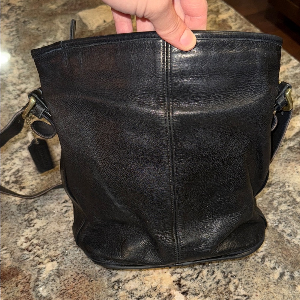 Vintage COACH BLEECKER 4153 Smooth Leather Bucket Shoulder Bag Handbag BLACK - Picture 5 of 5